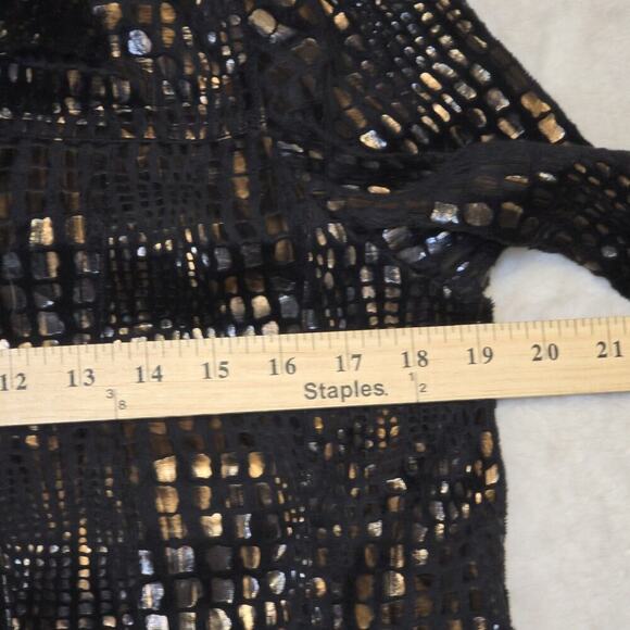 JM Collection Petite 12P Metallic Blazer Jacket Black Gold Bronze Textured - Picture 11 of 12